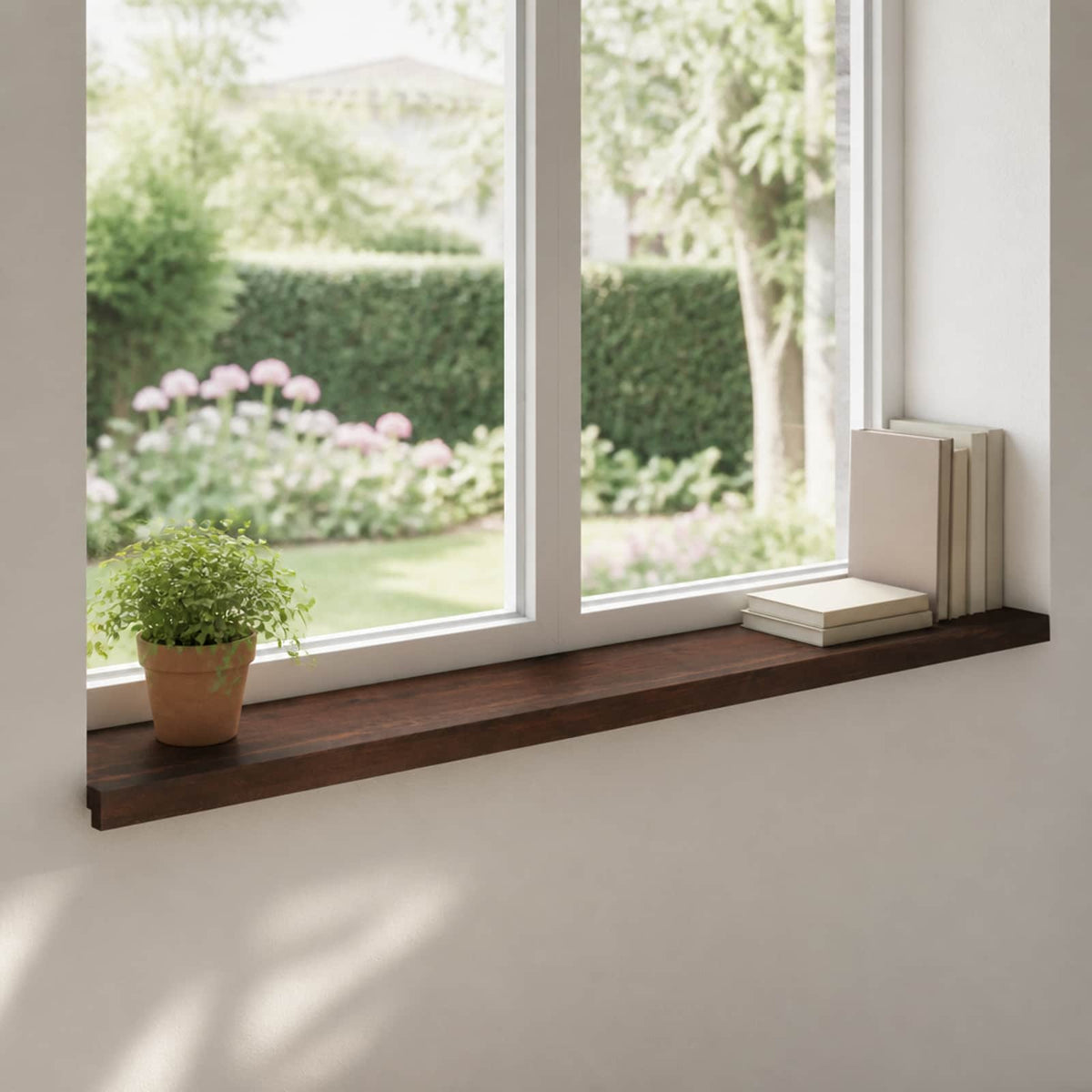 Ablakpárkányok 2 db Sötét Barna 140 x 30 x 2 cm Tömör bükkfa