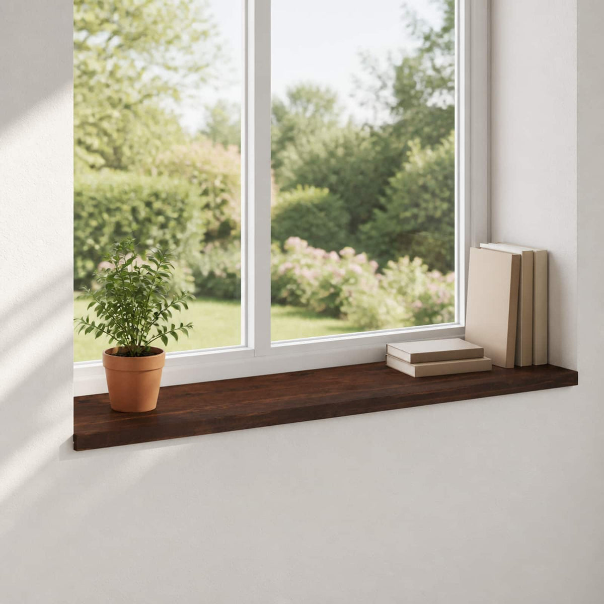 Ablakpárkányok 2 db Sötét Barna 160 x 40 x 2 cm Tömör bükkfa