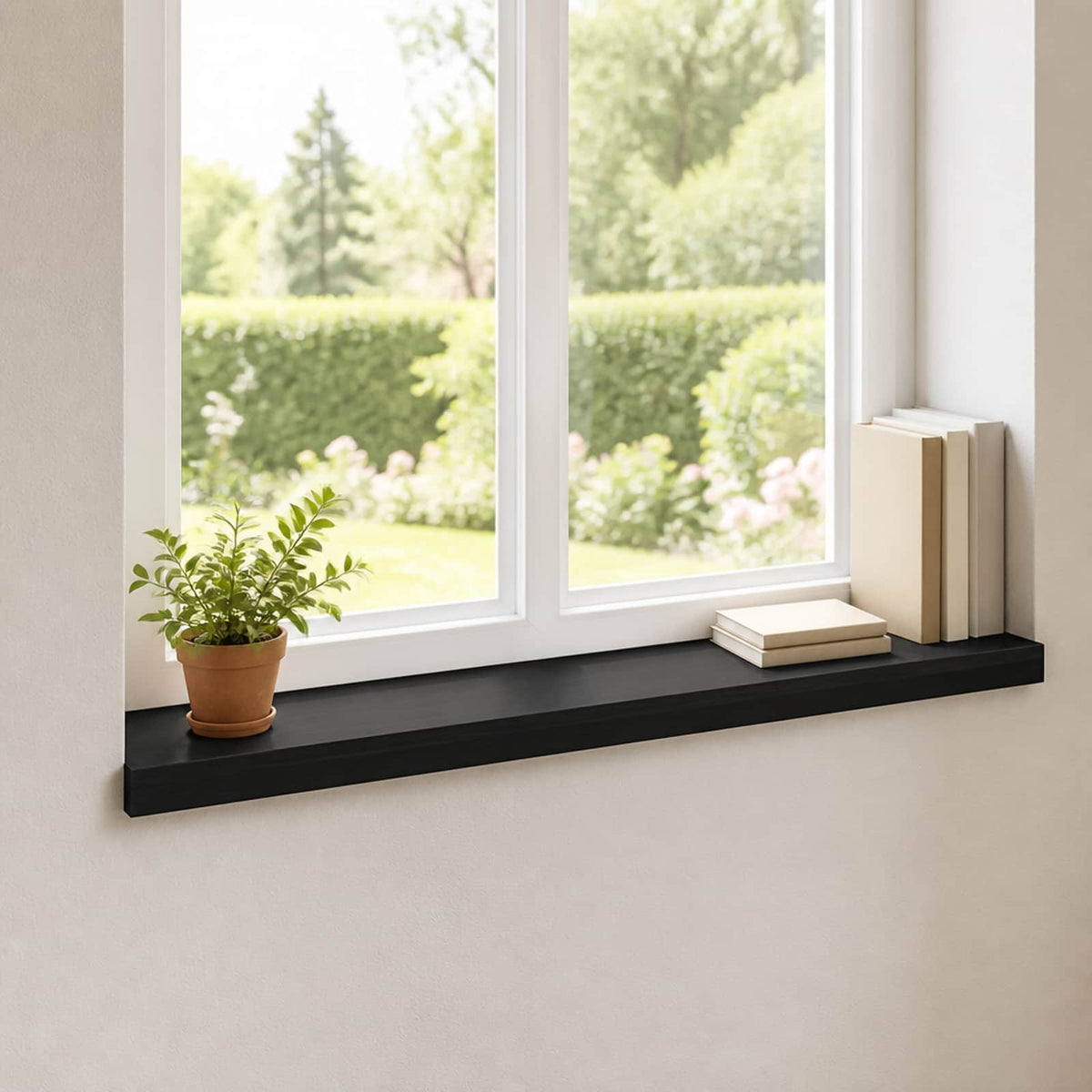 Ablakpárkányok 2 db Fekete 100 x 15 x 2 cm Tömör bükkfa