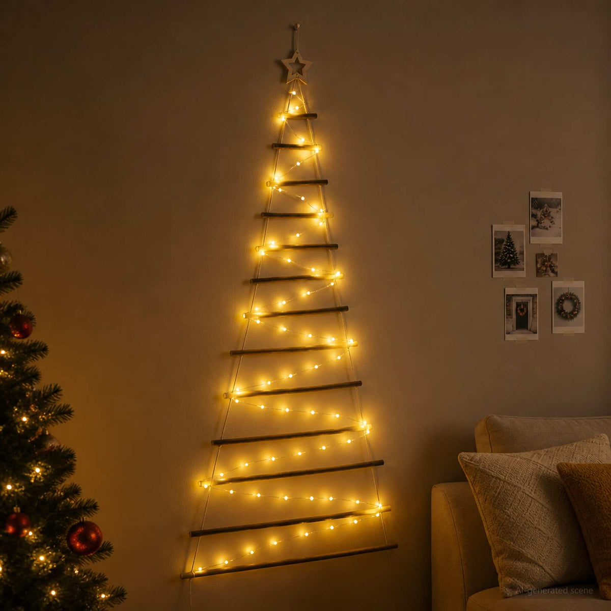 Akasztható karácsonyfa 180 cm 100 LED Meleg fehér 3