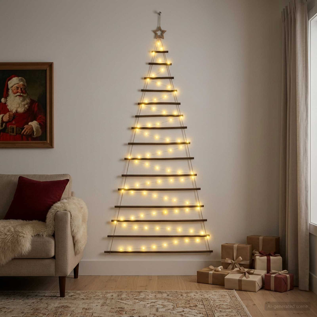 Akasztható karácsonyfa 210 cm 130 LED Meleg fehér