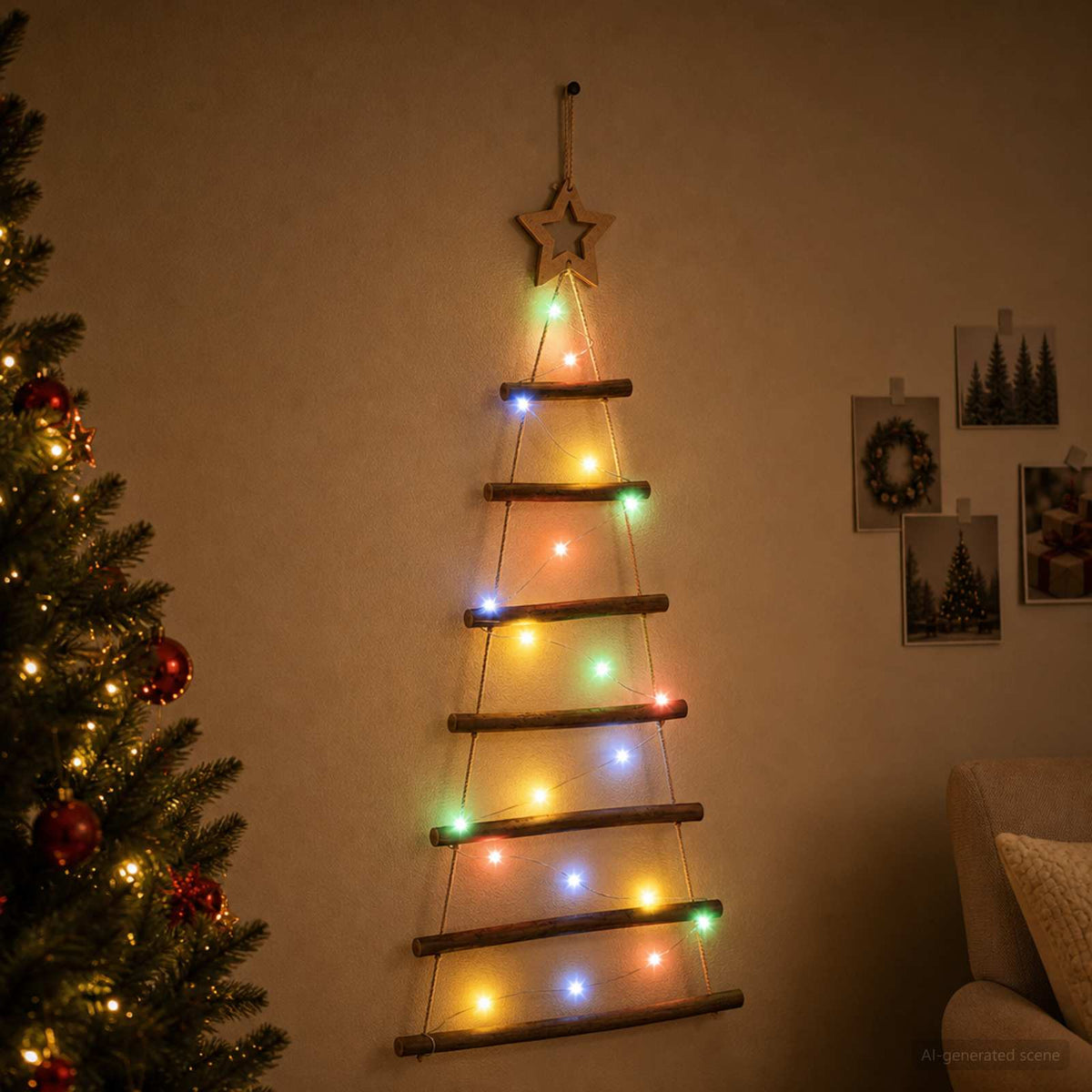Akasztható karácsonyfa 90 cm 30 LED Többszínű