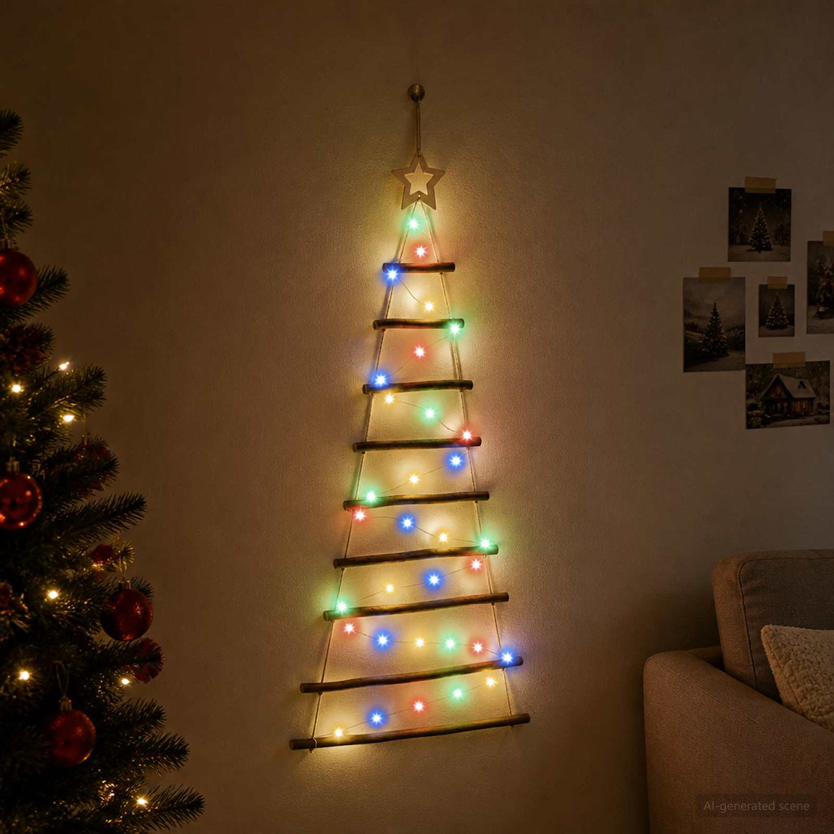 Akasztható karácsonyfa 120 cm 50 LED Többszínű