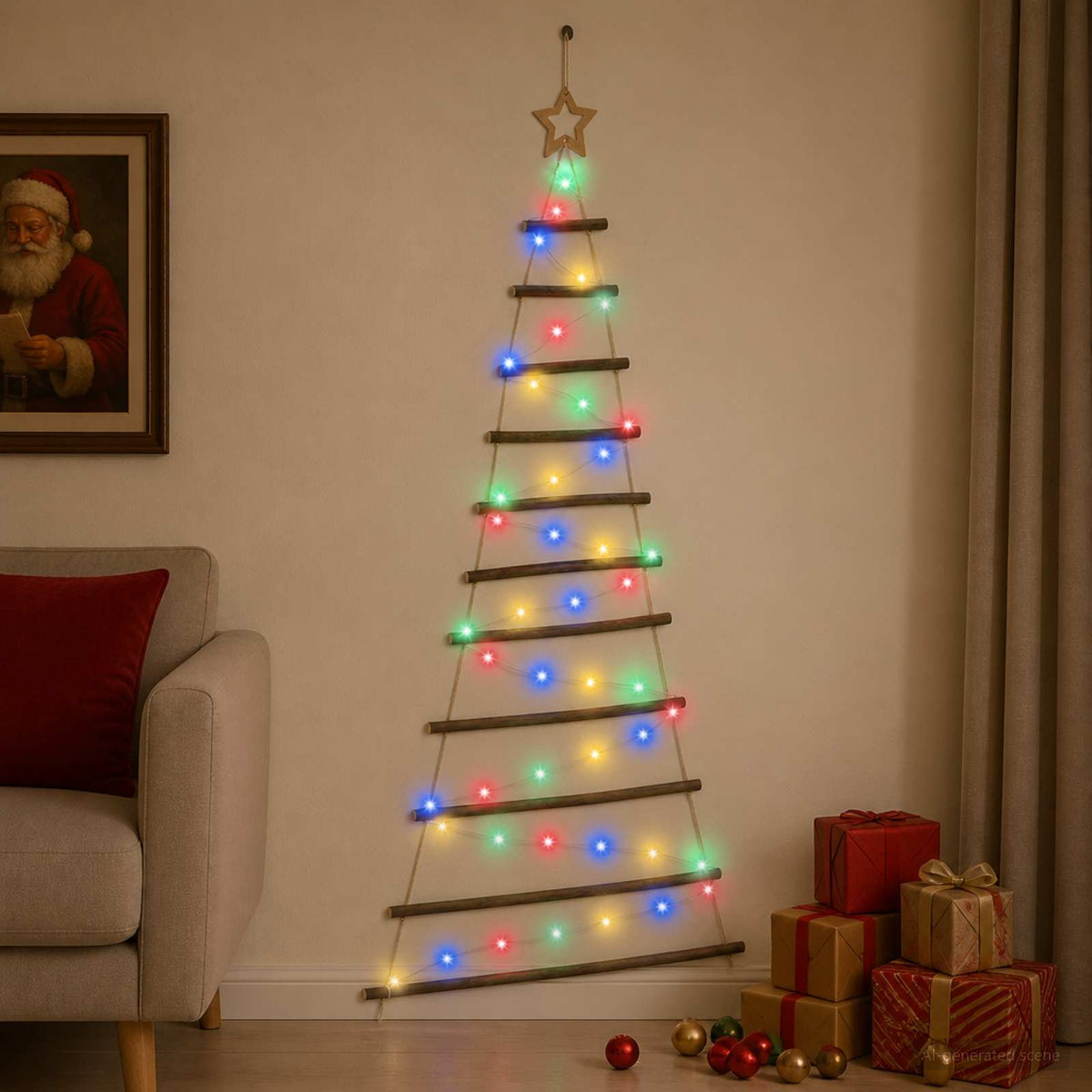 Akasztható karácsonyfa 150 cm 80 LED Többszínű