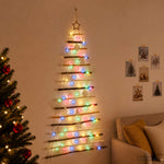 Akasztható karácsonyfa 150 cm 80 LED Többszínű Tömör Kőrisfa 3