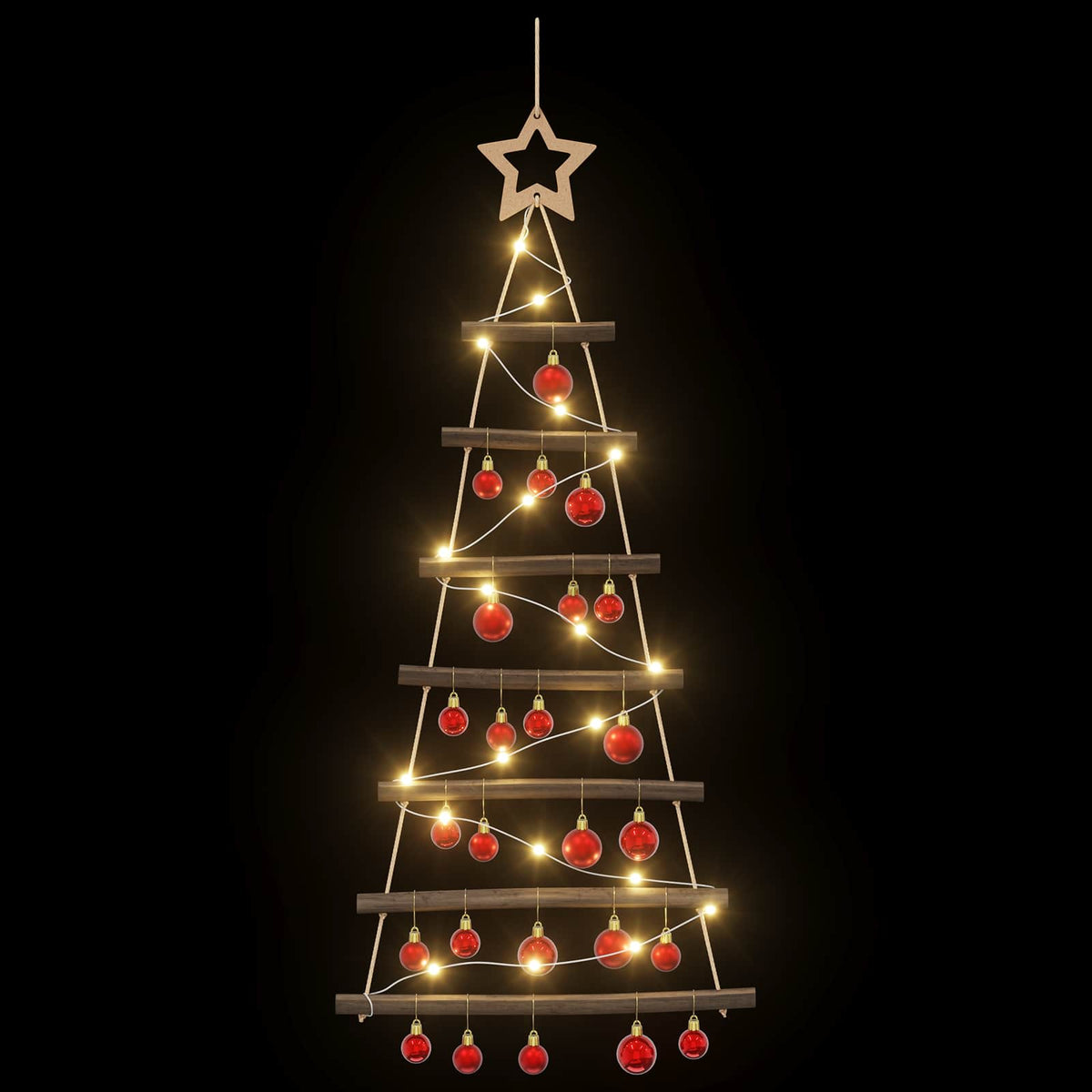Függő karácsonyfa gömbökkel 90 cm 30 LED Meleg fehér 5