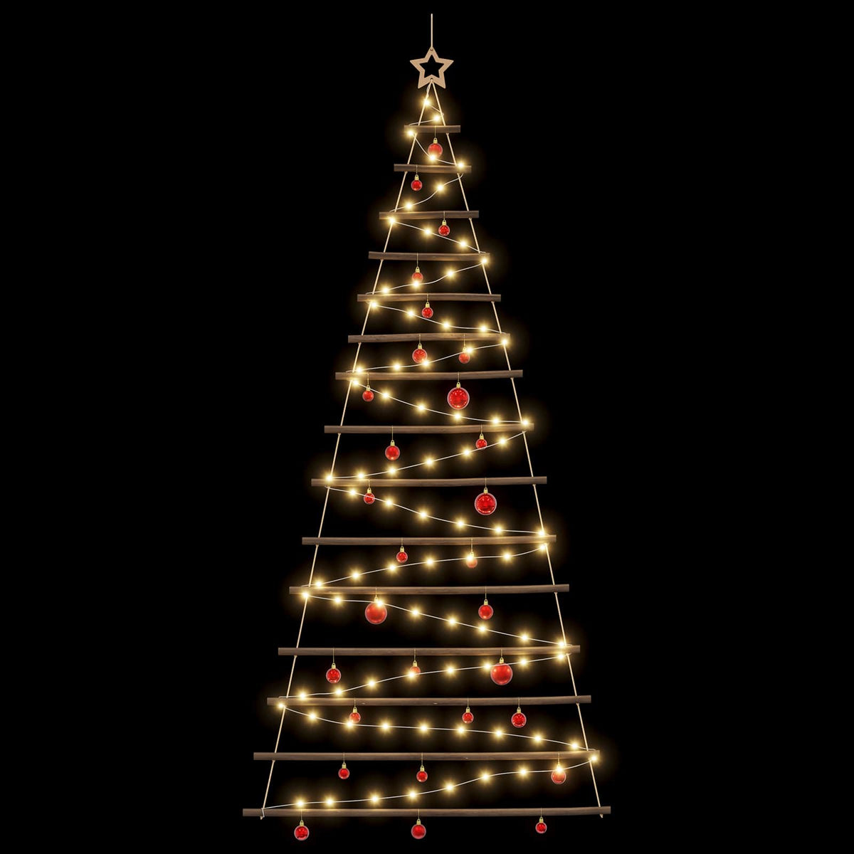 Függő karácsonyfa gömbökkel 210 cm 130 LED Meleg fehér 5