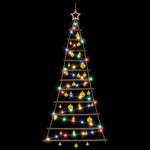 Függő karácsonyfa gömbökkel 150 cm 80 LED Többszínű 5