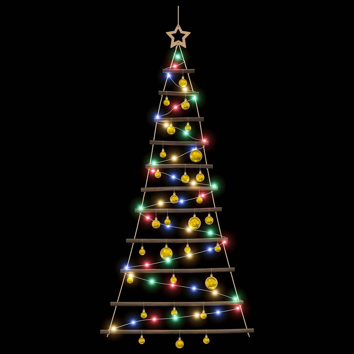 Függő karácsonyfa gömbökkel 150 cm 80 LED Többszínű 5