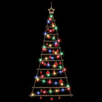 Függő karácsonyfa gömbökkel 150 cm 80 LED Többszínű 5