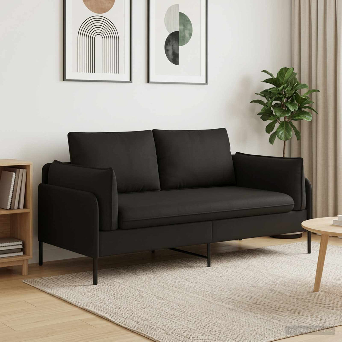 Kétüléses Kanapé 2-személyes Fekete 188 x 81 x 89 cm Bársony