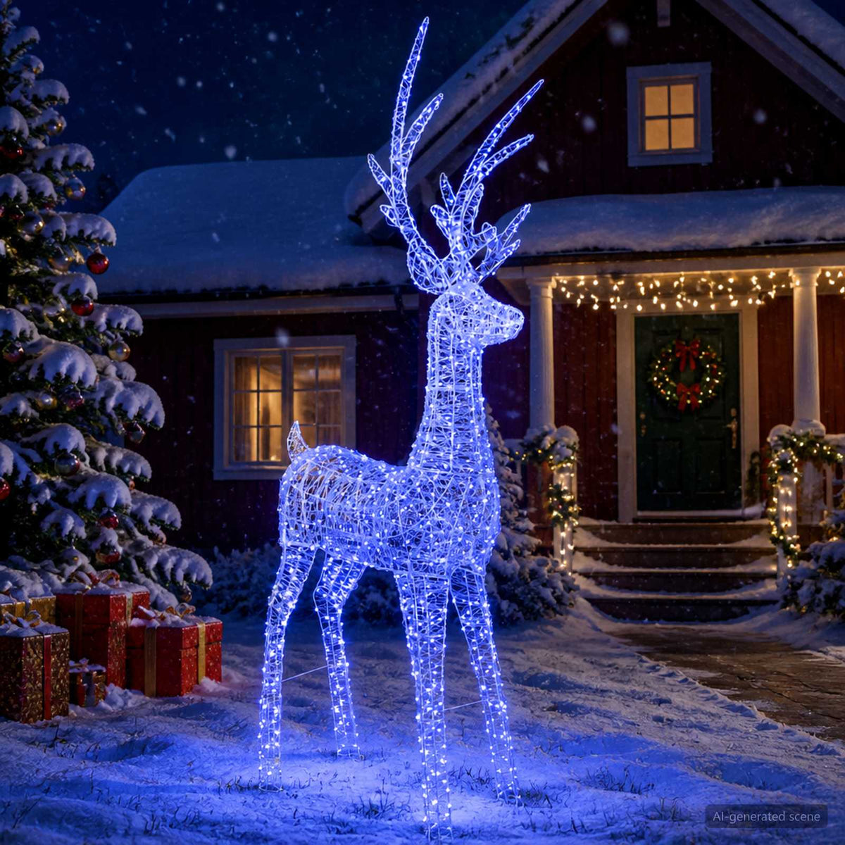 Karácsonyi LED-es rénszarvas világítás 1000 LED Kék