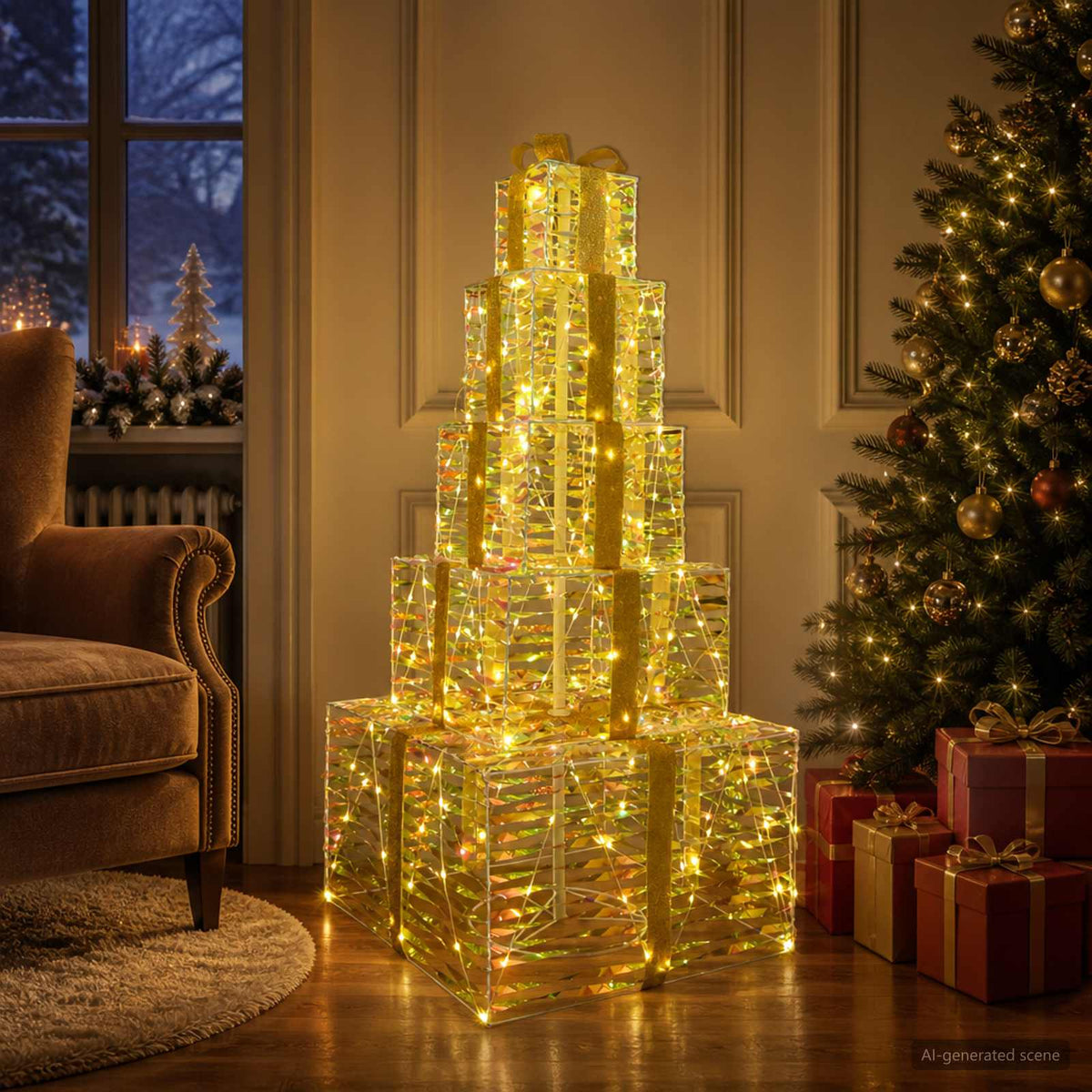 Karácsonyi LED-es világító ajándékdoboz-szett 250 LED 3