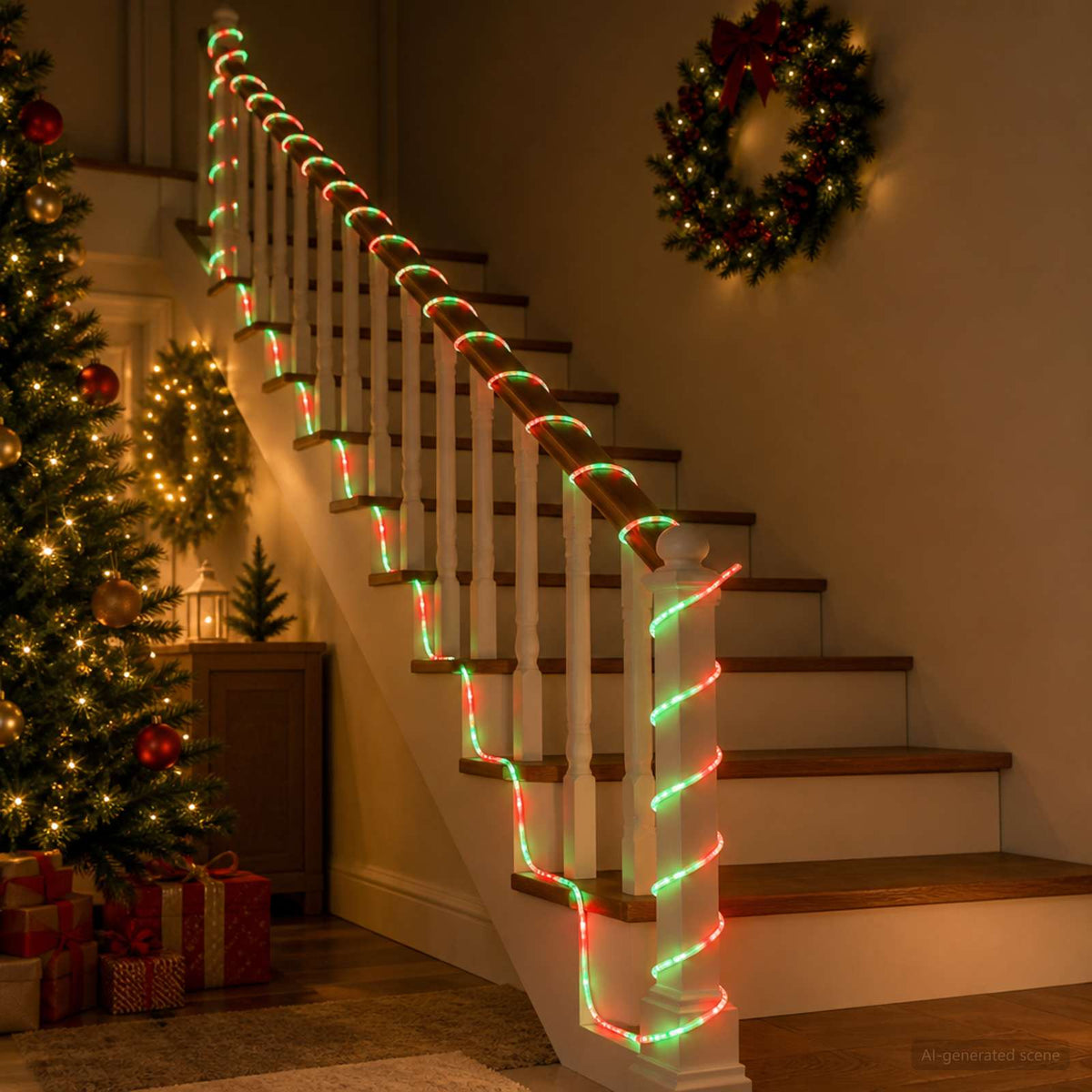 Karácsonyi LED fénykábel 2400 LED Piros, Zöld 100 m
