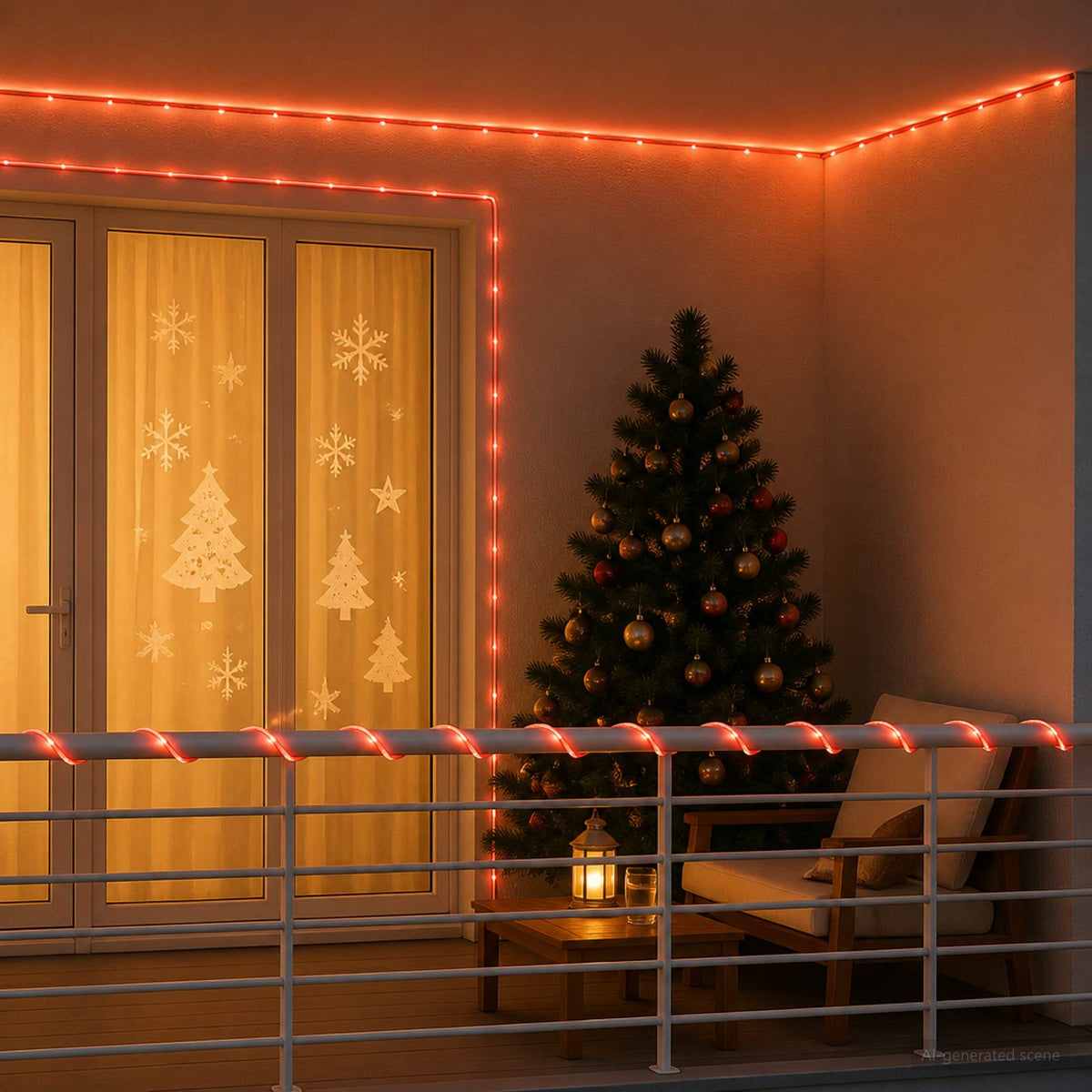 Karácsonyi LED fénykábel 240 LED Piros és 10 m