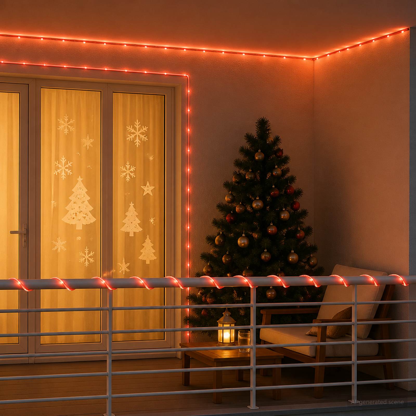 Karácsonyi LED fénykábel 480 LED Piros és 20 m