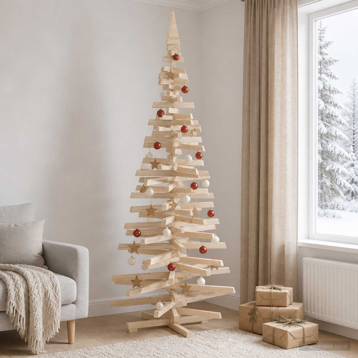 Fából készült Karácsonyfa KOTKA 240 cm Tömör Fenyőfa