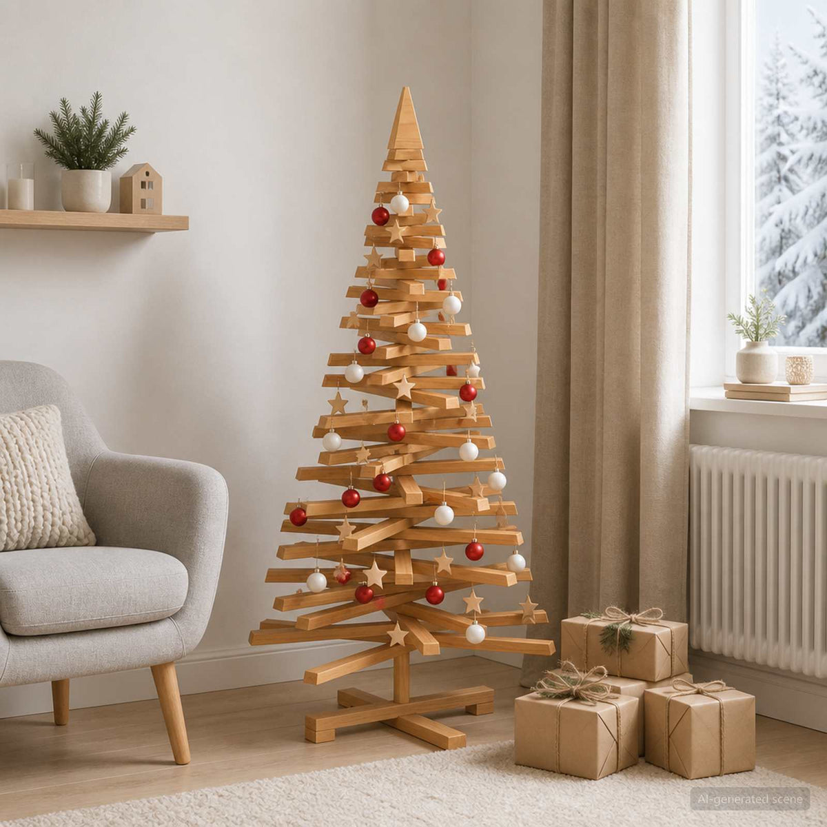 Fából készült Karácsonyfa KOTKA 120 cm Tömör Fenyőfa 3
