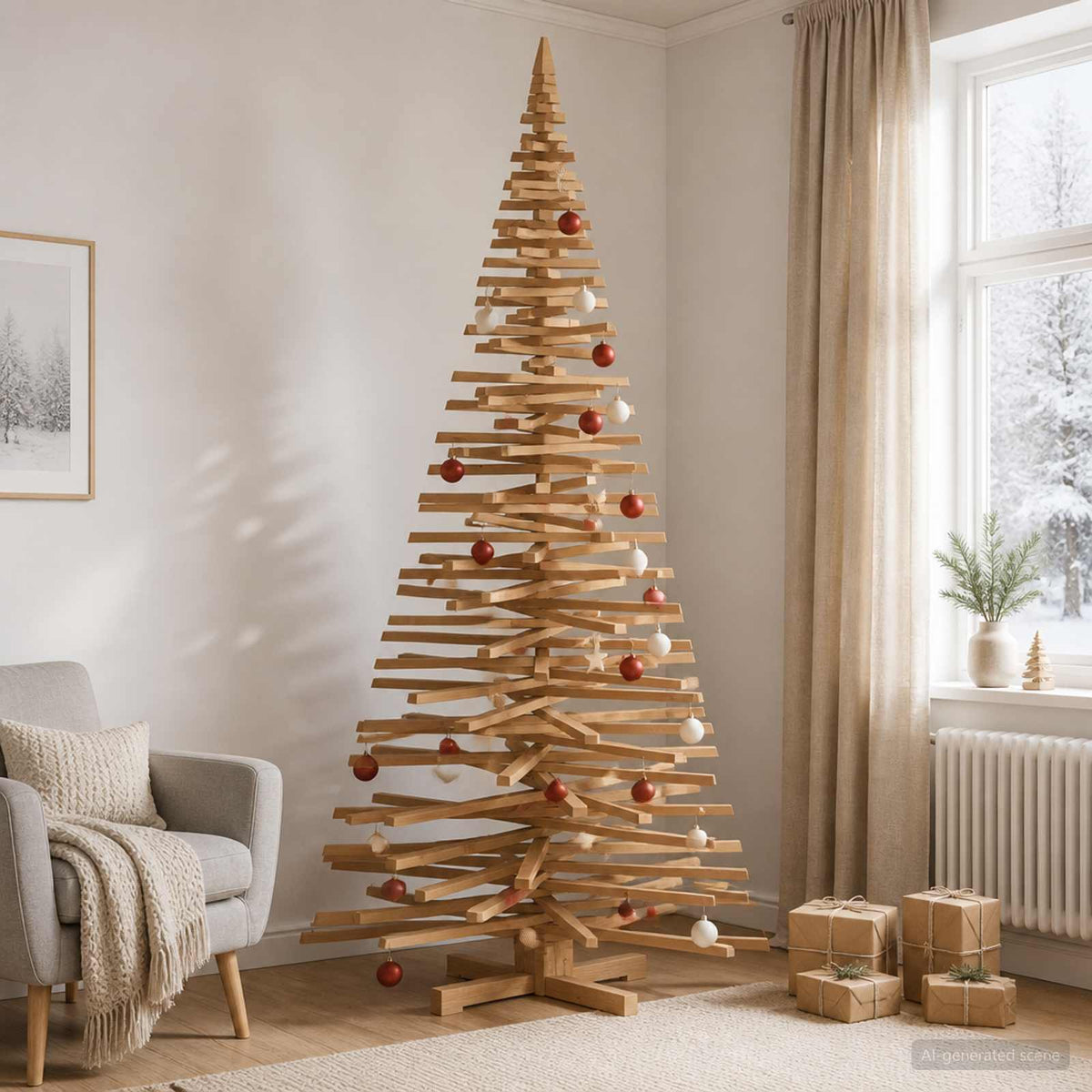 Fából készült Karácsonyfa KOTKA 210 cm Tömör Fenyőfa