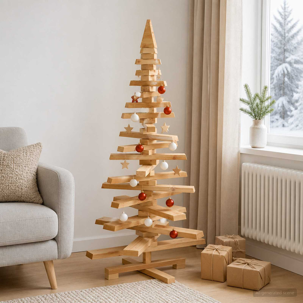 Fából készült Karácsonyfa KOTKA 120 cm Tömör Fenyőfa