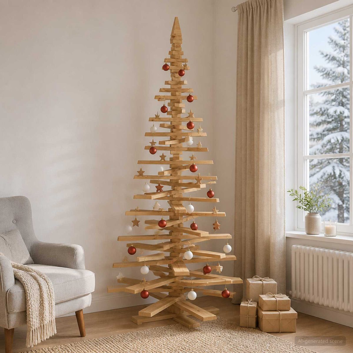Fából készült Karácsonyfa KOTKA 210 cm Tömör Fenyőfa 3