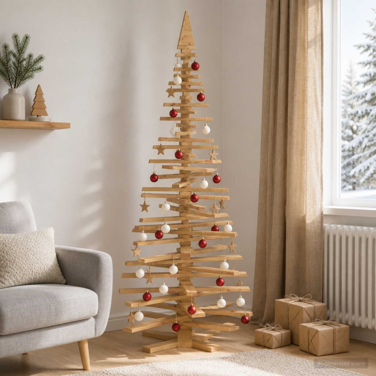 Fából készült Karácsonyfa KOTKA 240 cm Tömör Fenyőfa 3