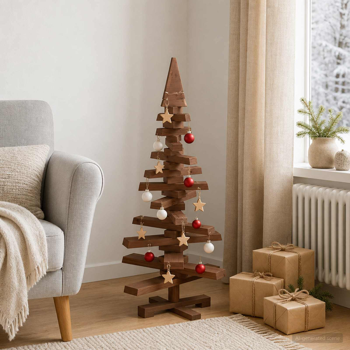 Fából készült Karácsonyfa KOTKA 90 cm Tömör Fenyőfa