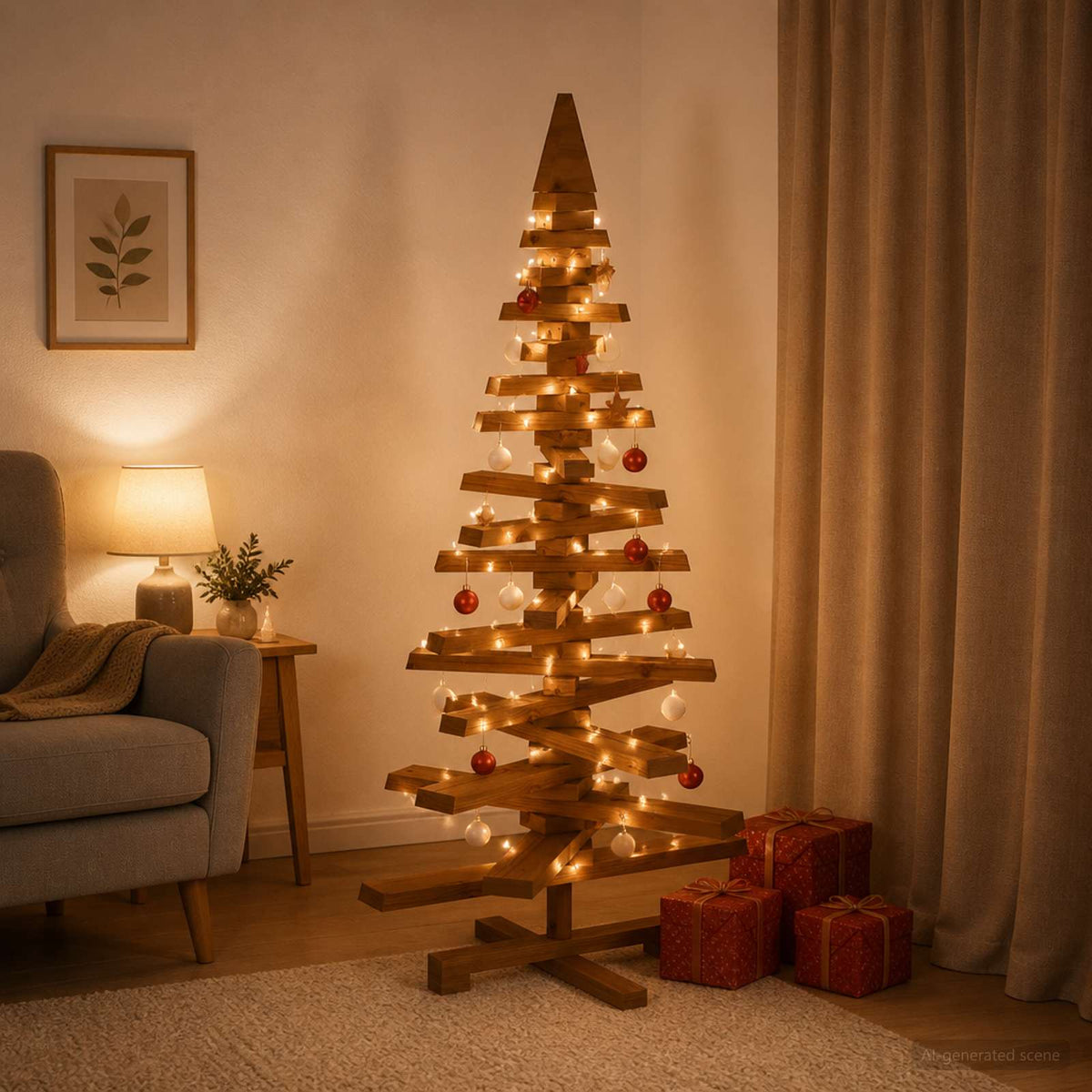 Fából készült Karácsonyfa KOTKA 120 cm Tömör Fenyőfa 3
