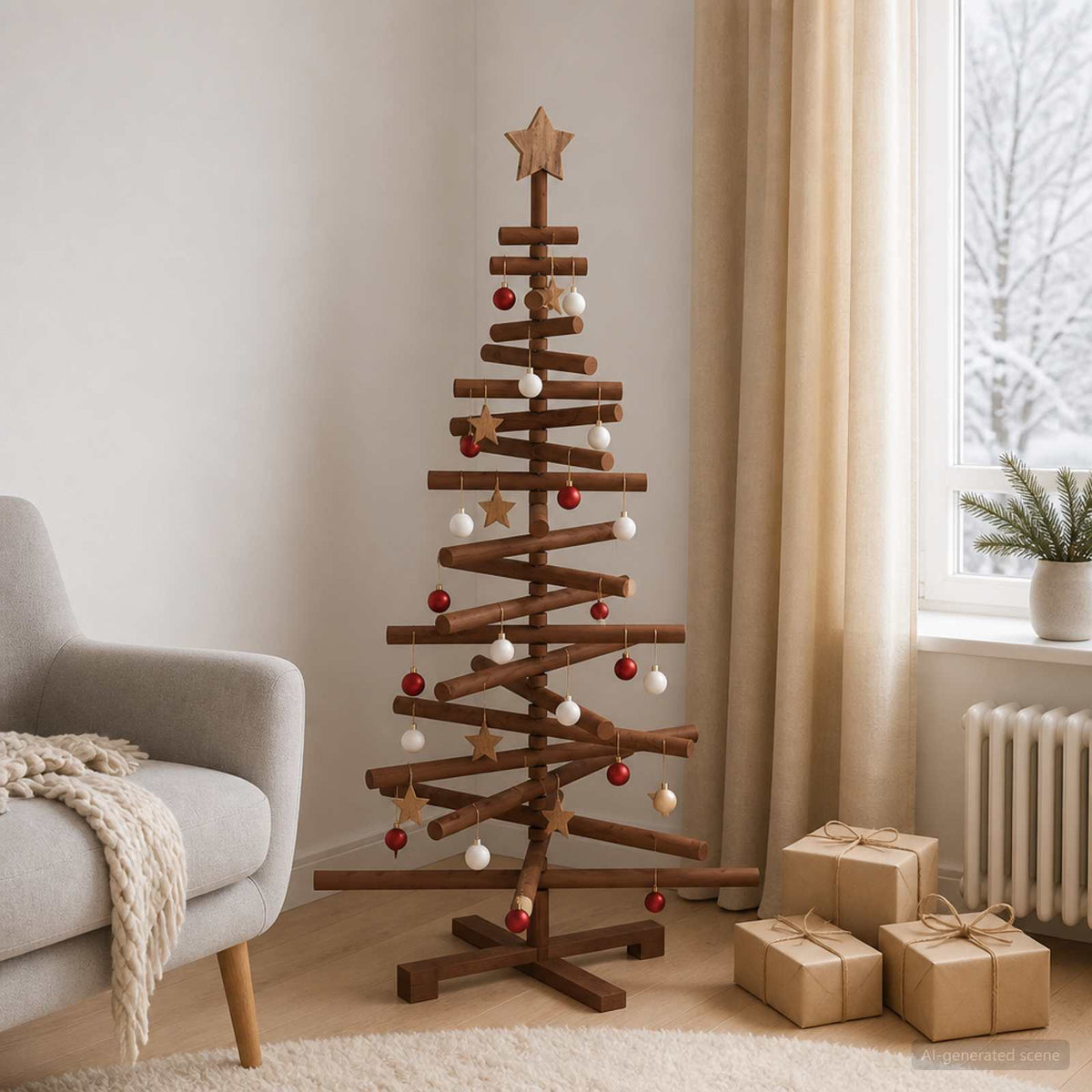 Fából készült Karácsonyfa KOTKA 120 cm Tömör Fenyőfa