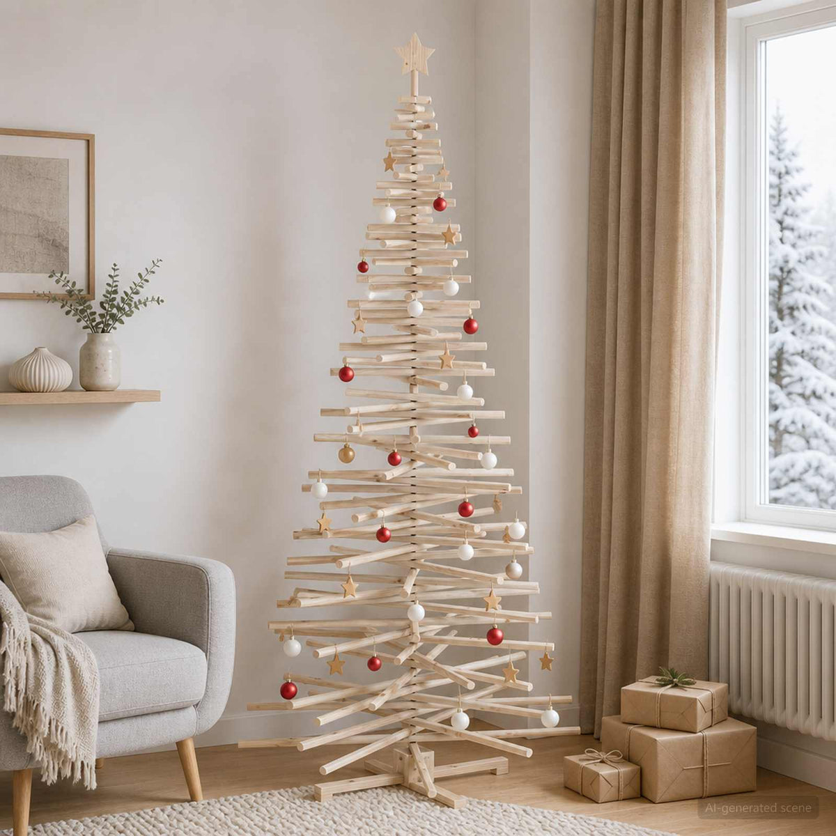 Fából készült Karácsonyfa KOTKA 240 cm Tömör Fenyőfa