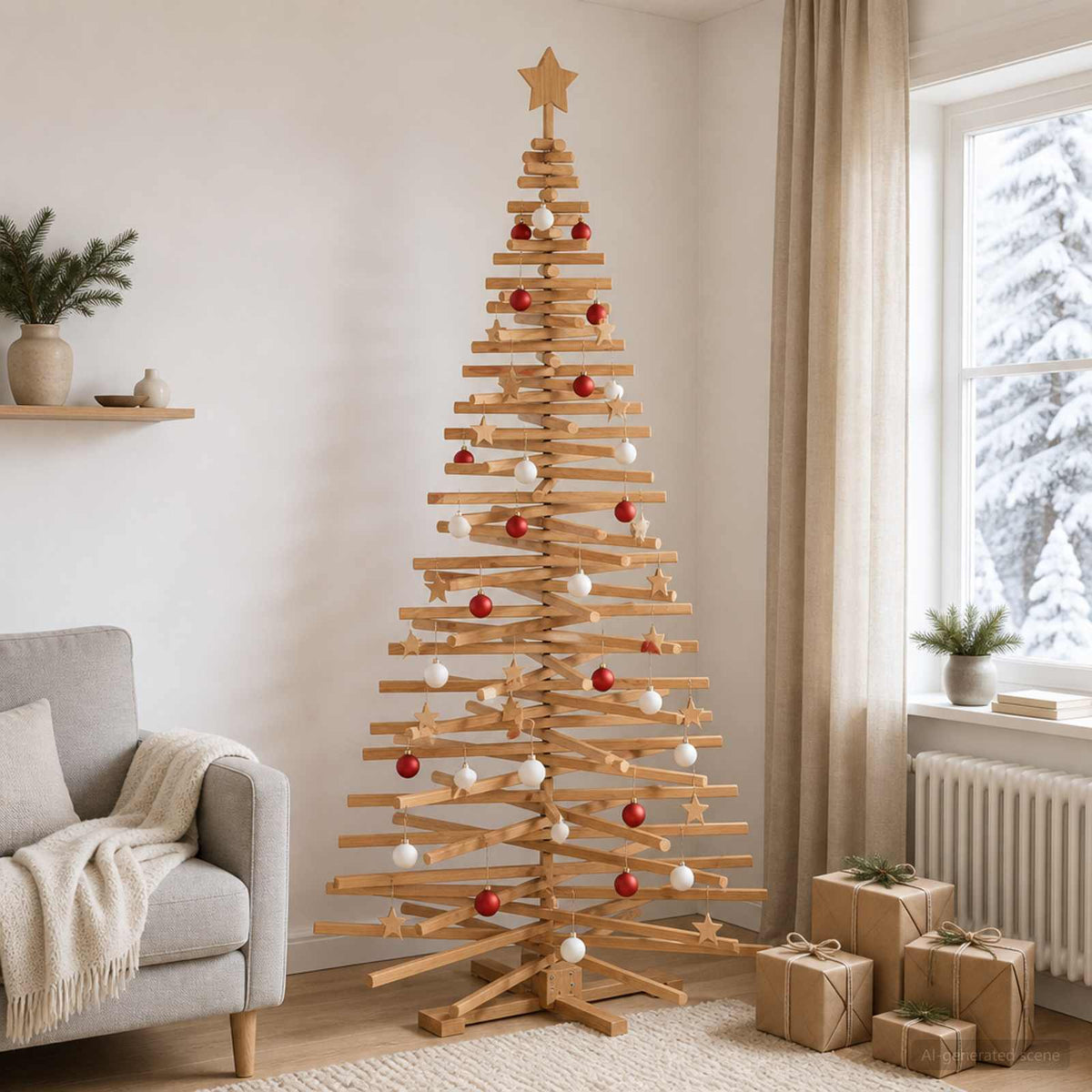 Fából készült Karácsonyfa KOTKA 210 cm Tömör Fenyőfa 3