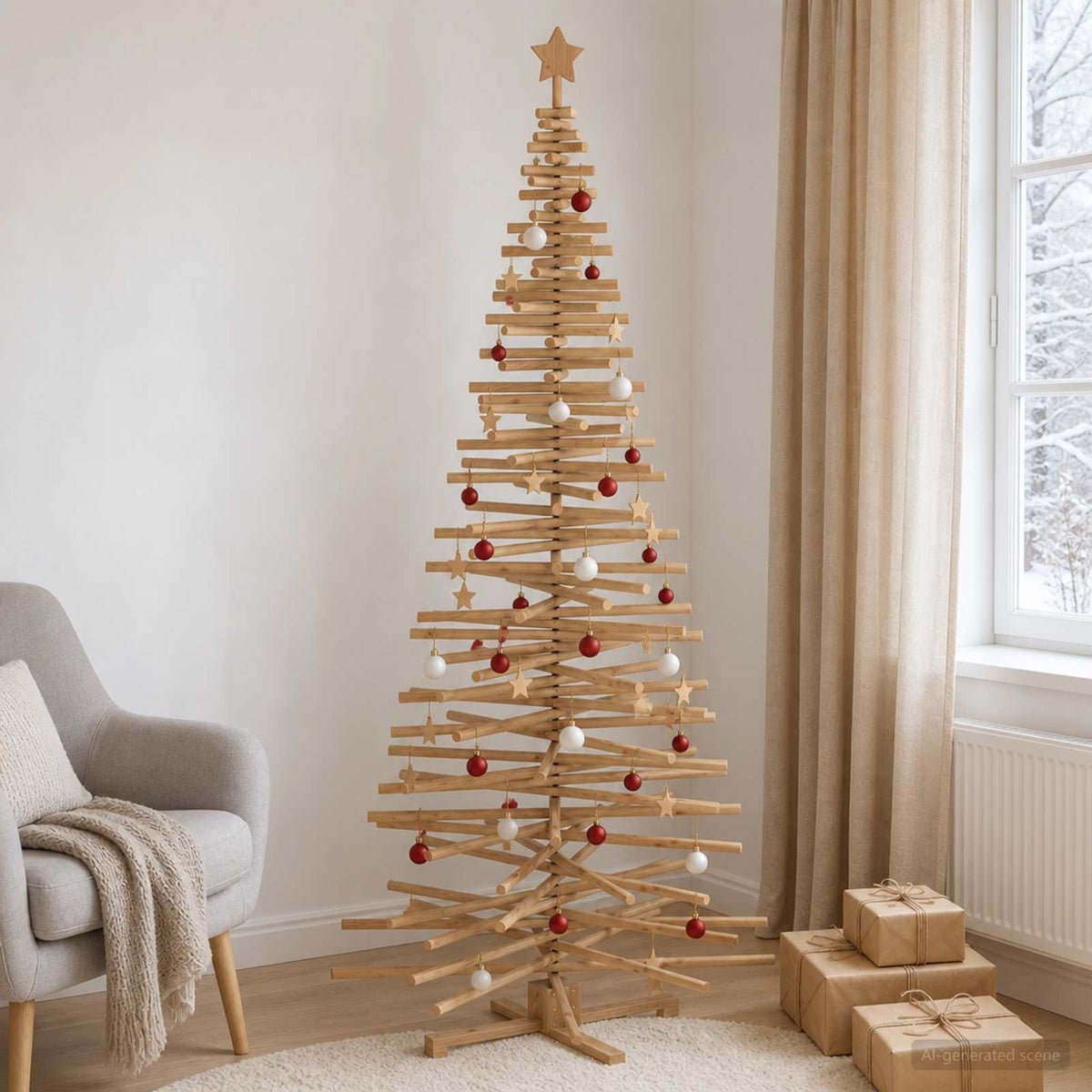 Fából készült Karácsonyfa KOTKA 240 cm Tömör Fenyőfa