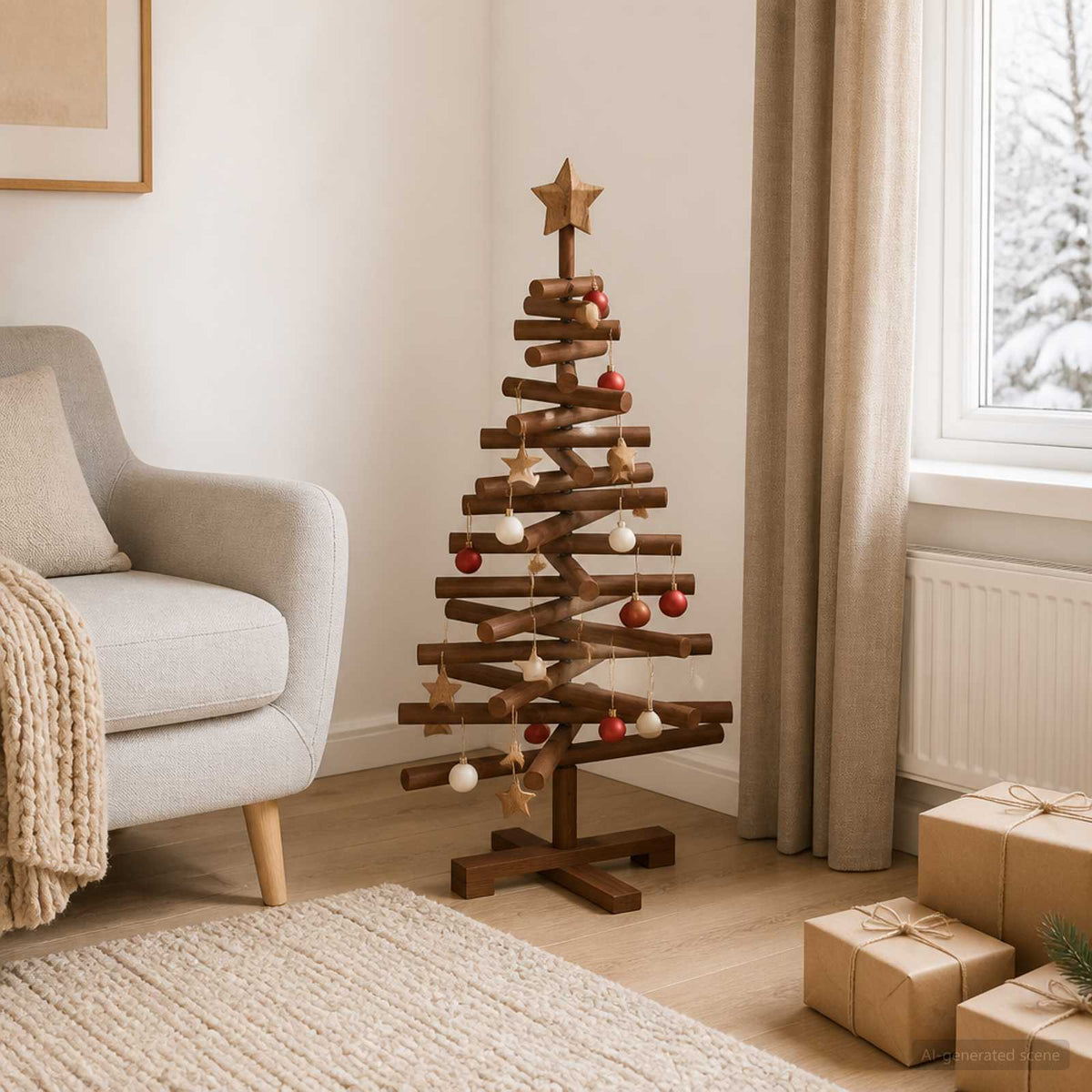 Fából készült Karácsonyfa KOTKA 90 cm Tömör Fenyőfa
