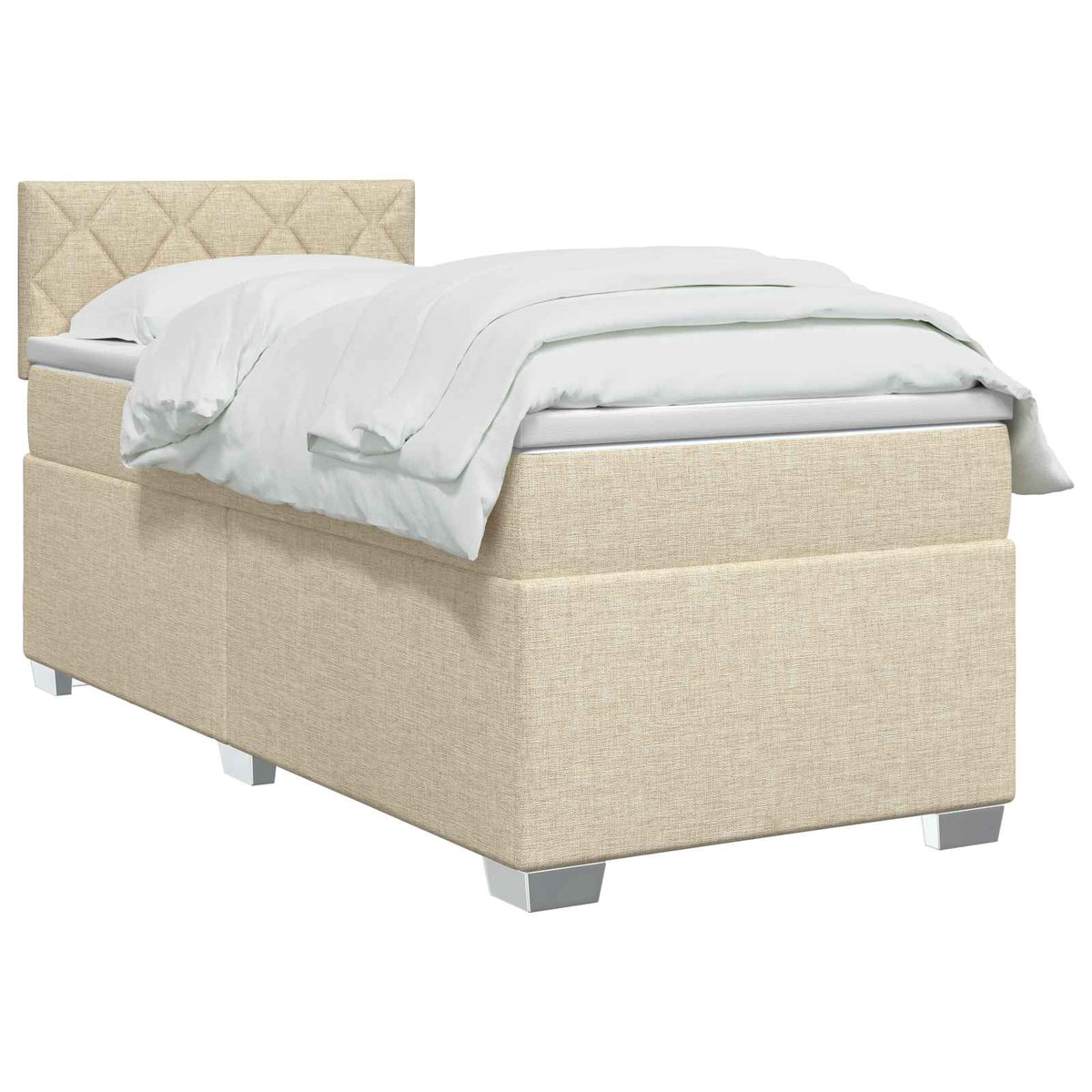 Boxspring ágy matraccal Krémszínű 90 x 190 cm Szövet 3
