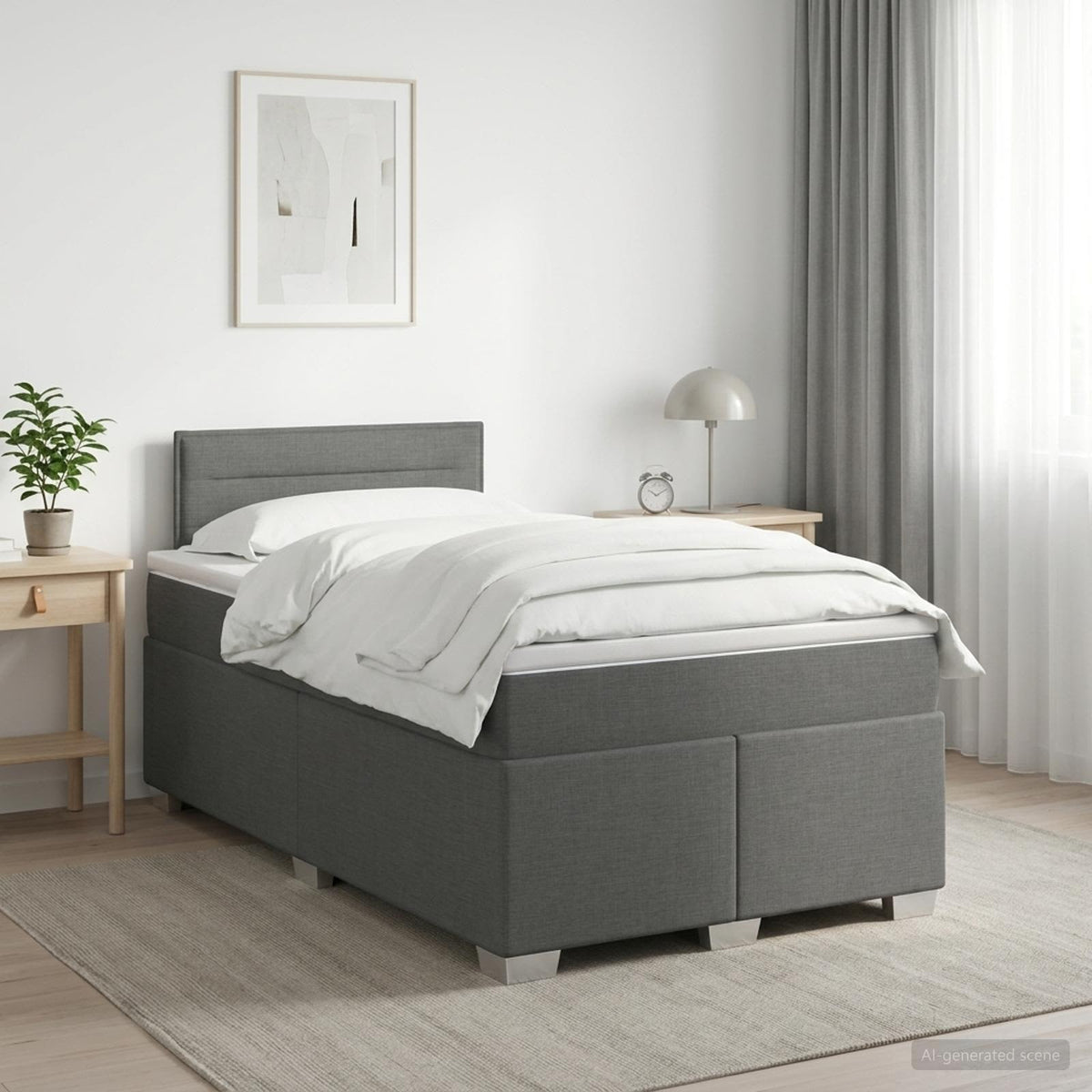 Boxspring ágy matraccal Sötétszürke 120 x 190 cm Szövet