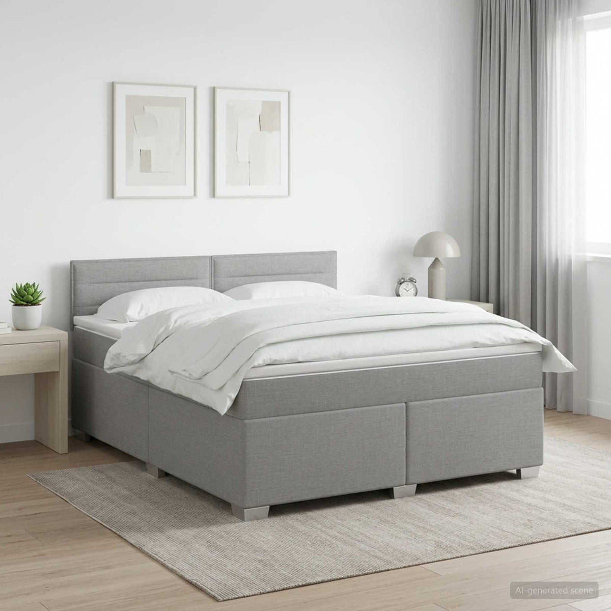 Boxspring ágy matraccal Világosszürke 180 x 200 cm Szövet