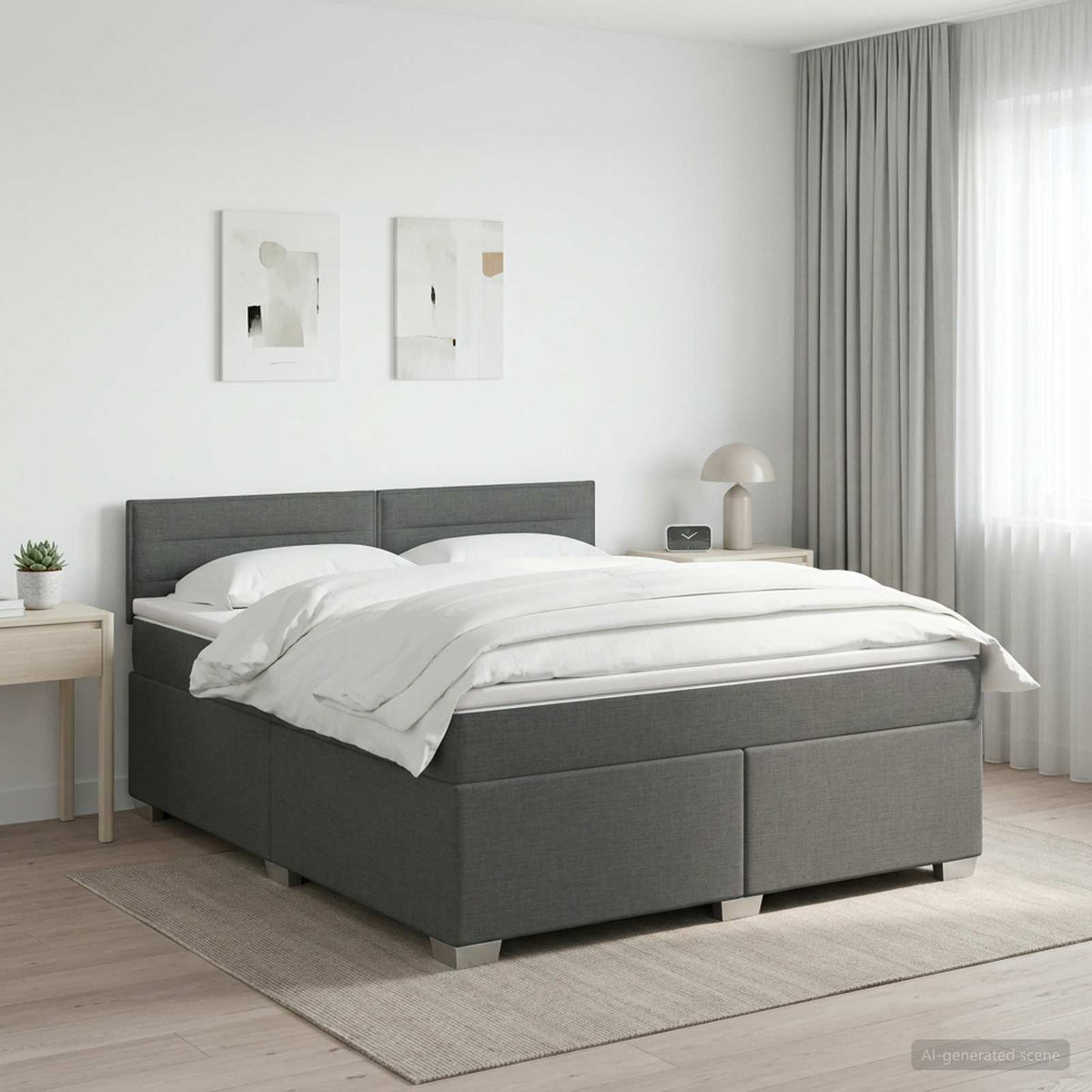 Boxspring ágy matraccal Sötétszürke 180 x 200 cm Szövet