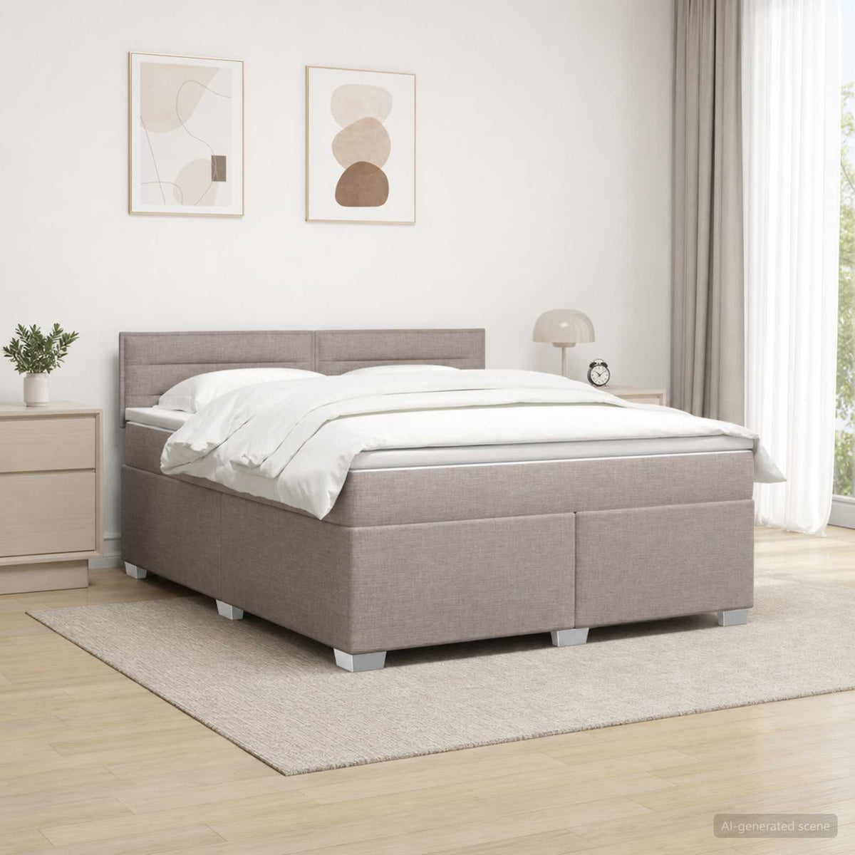 Boxspring ágy matraccal Tópszínű 160 x 200 cm Szövet