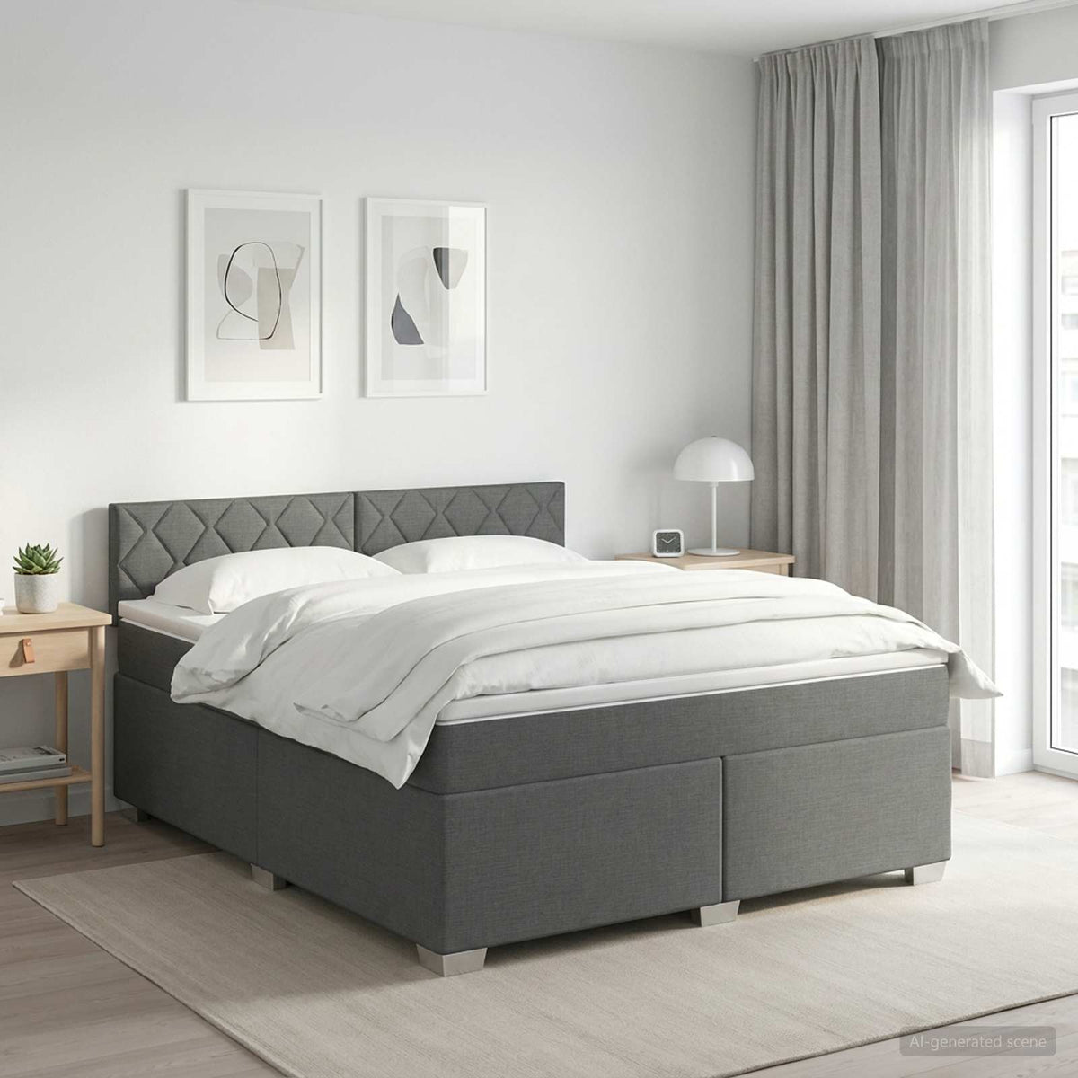 Boxspring ágy matraccal Sötétszürke 140 x 190 cm Szövet