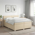 Boxspring ágy matraccal Krémszínű 200 x 200 cm Szövet