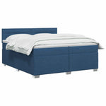 Boxspring ágy matraccal fejtámlával Kék 200 x 200 cm Szövet 3
