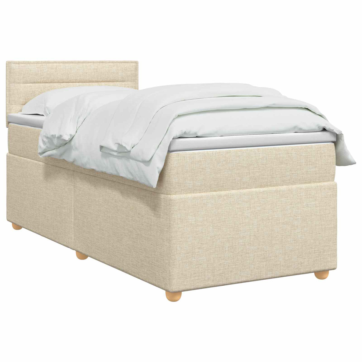 Boxspring ágy matraccal Krémszínű 90 x 200 cm Szövet 3