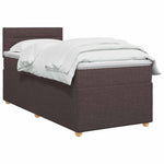 Boxspring ágy matraccal Sötét Barna 100 x 200 cm Szövet 3