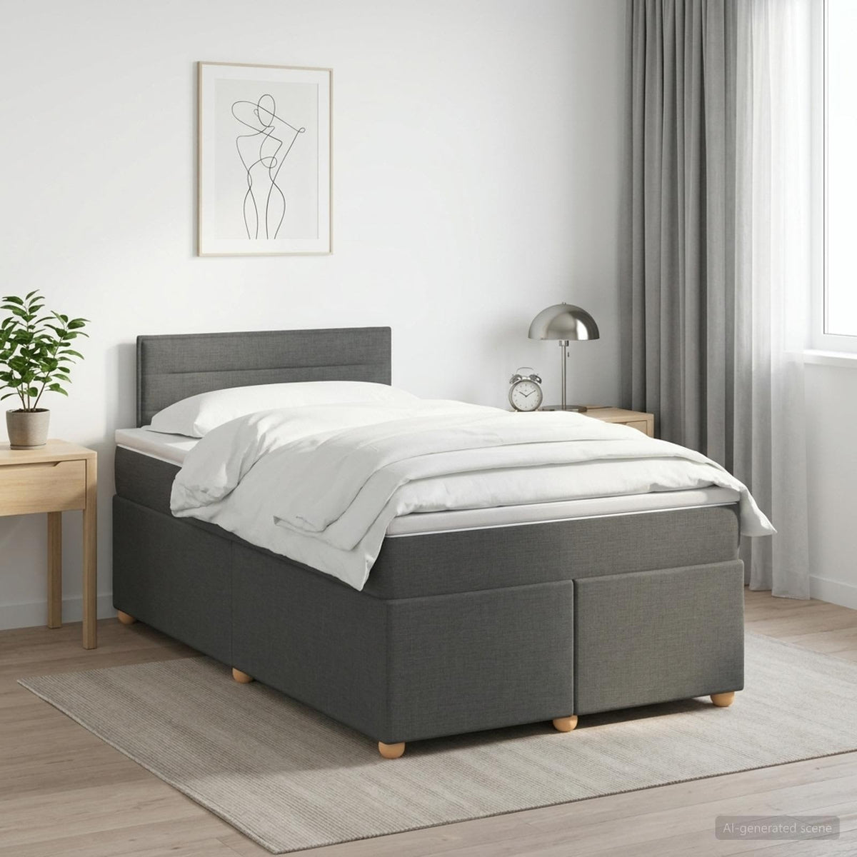 Boxspring ágy matraccal Sötétszürke 120 x 190 cm Szövet