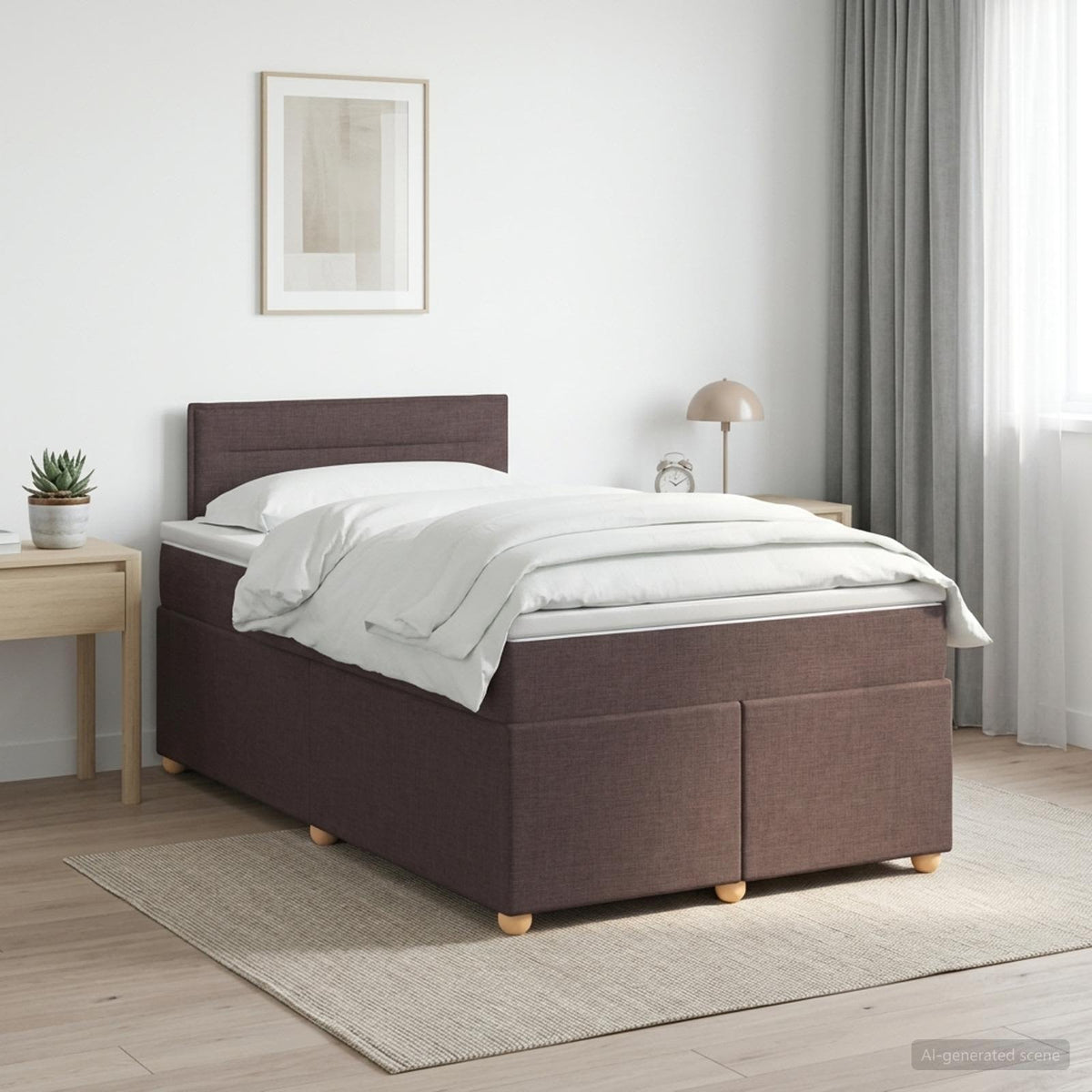 Boxspring ágy matraccal Sötét Barna 120 x 190 cm Szövet