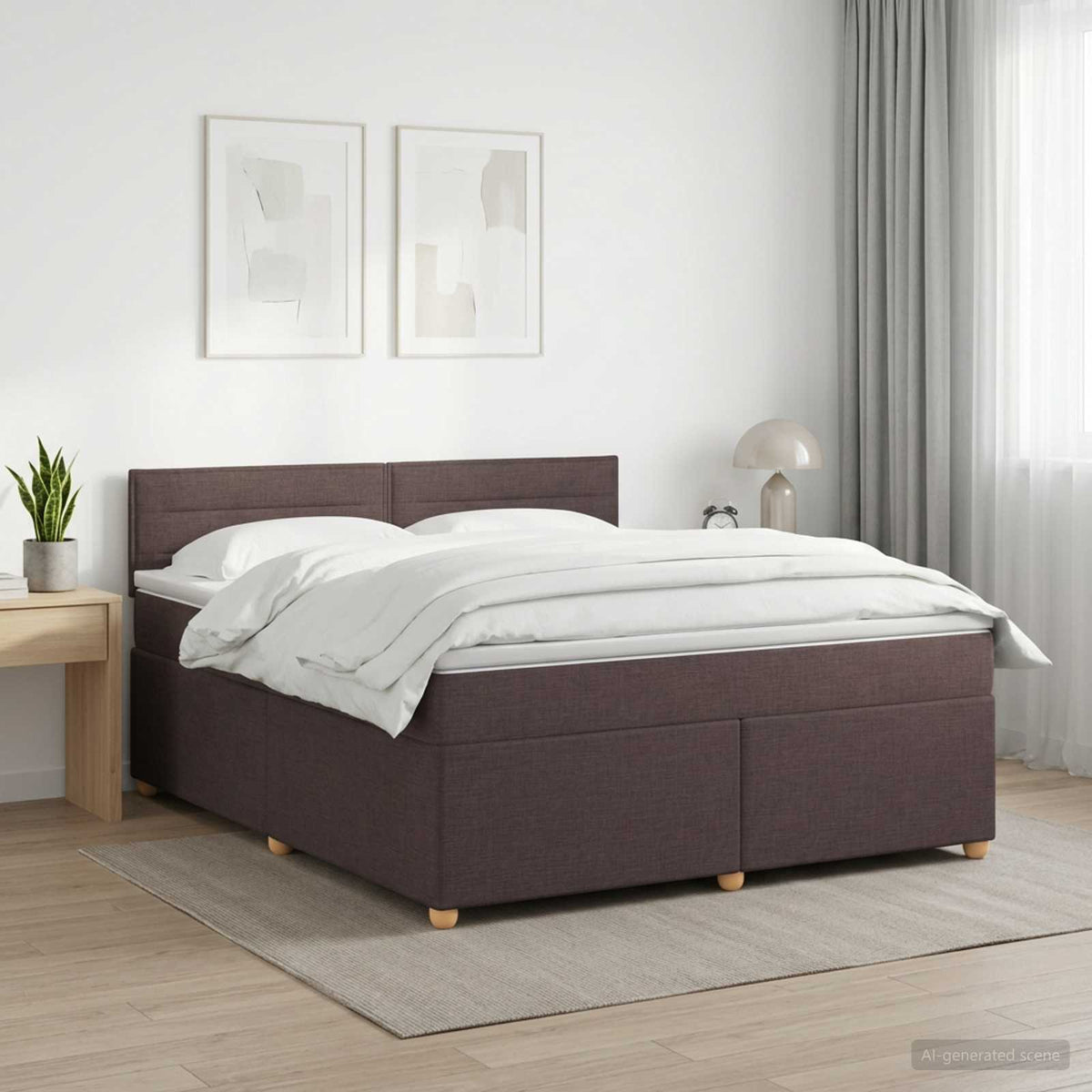 Boxspring ágy matraccal Sötét Barna 160 x 200 cm Szövet