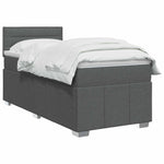 Boxspring ágy matraccal Sötétszürke 100 x 200 cm Szövet 3