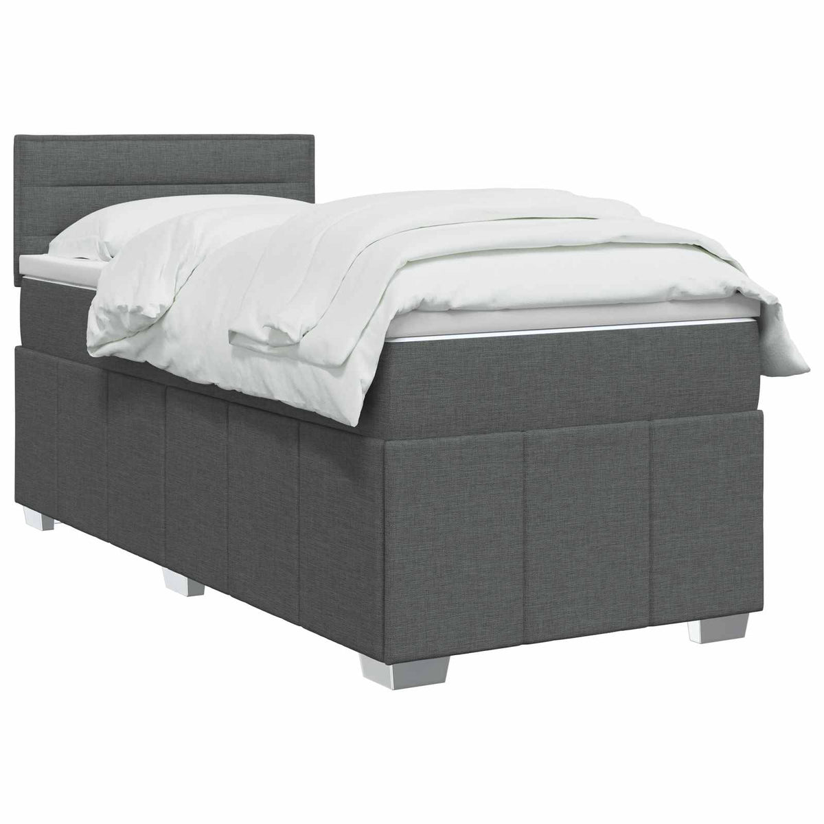 Boxspring ágy matraccal Sötétszürke 100 x 200 cm Szövet 3