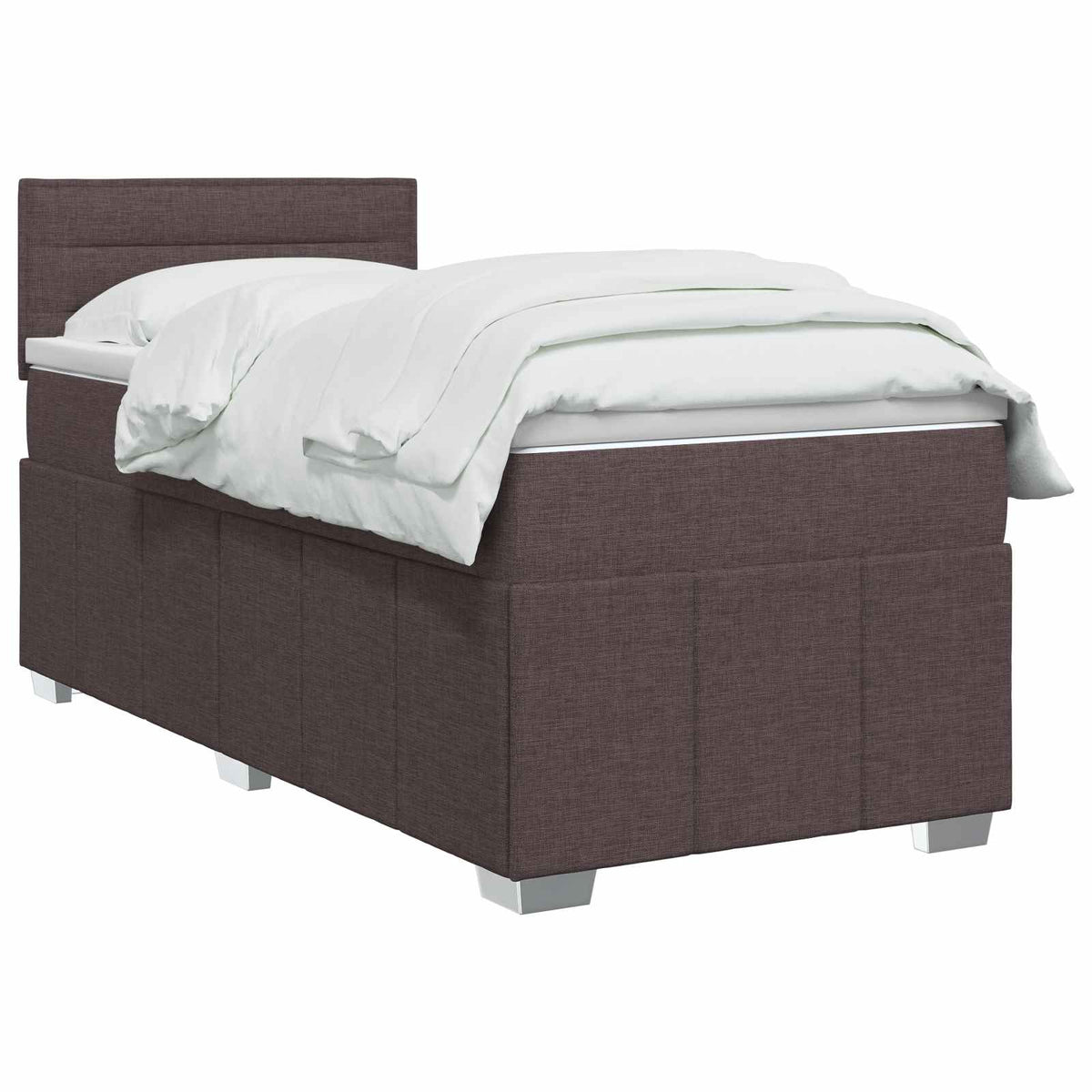 Boxspring ágy matraccal Sötét Barna 100 x 200 cm Szövet 3