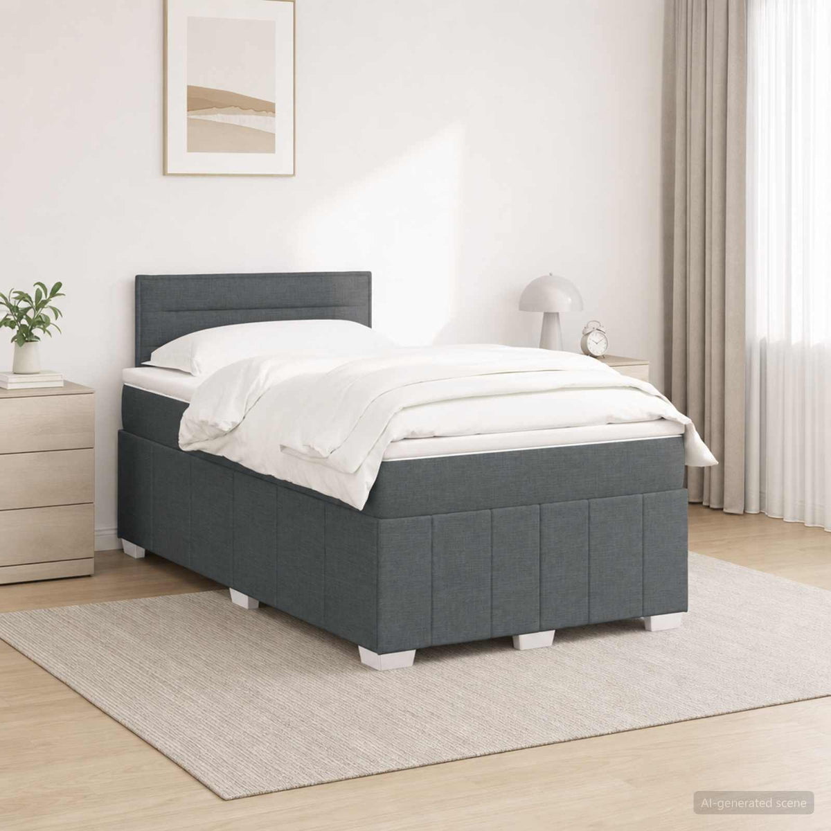 Boxspring ágy matraccal Sötétszürke 120 x 190 cm Szövet